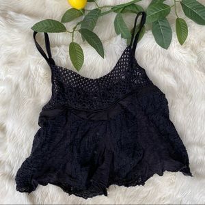 Free People crochet cropped babydoll top